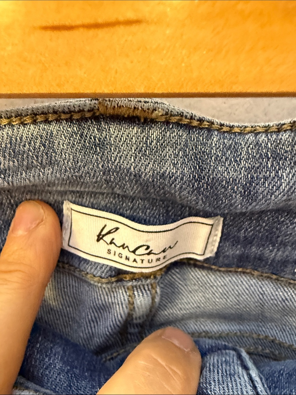 KanCan Medium Light Blue Flared Wide-Leg Jeans with Raw Hem - Picture 2 of 7